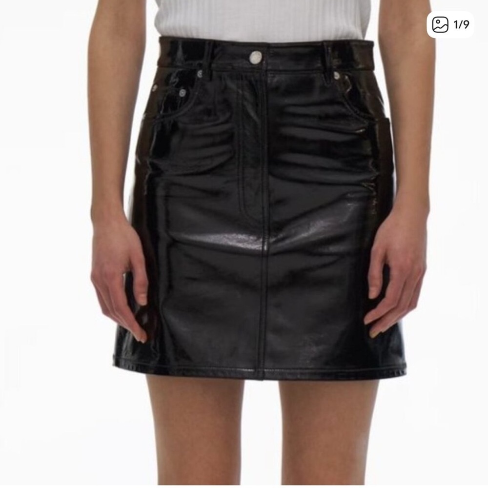 Helmut Lang 100% Lamb Leather Black Mini Skirt Sz Small / 4